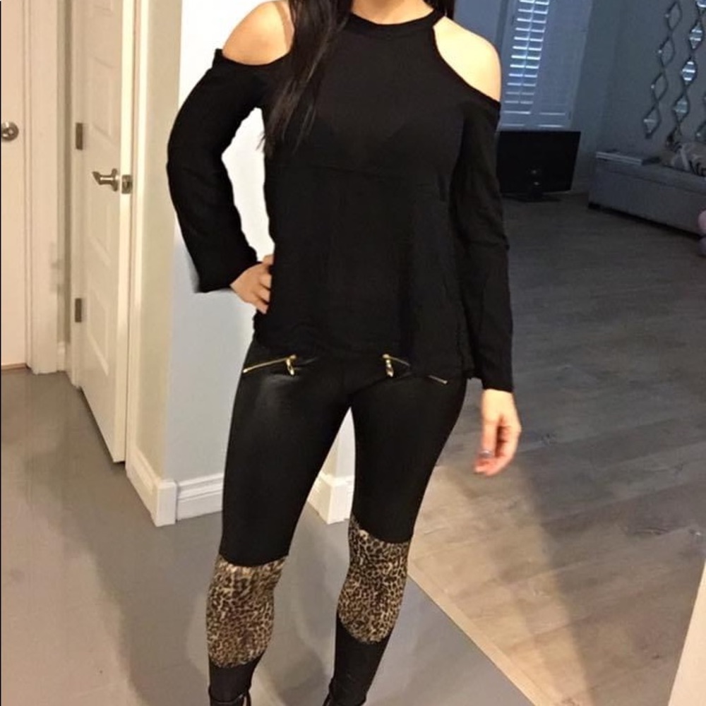 Women’s size small cutout shoulder black top